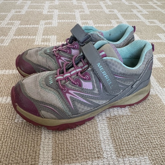 Merrell Capra Bolt Waterproof Trail Hiking Sneakers Gray Purple Girls Size 1W - Picture 6 of 10